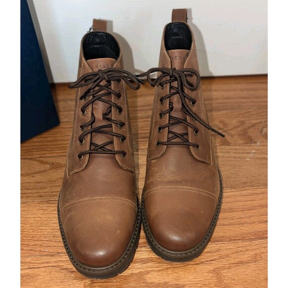 COLE HAAN Grand+ Lug Boots Bayou Brown Leather Chukka Cap Toe Rugged NWT Size 8 main image 5
